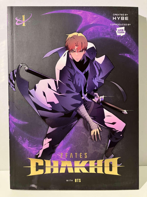 Couverture du manga 7 Fates Chakho tome 1 avec personnage masculin, BTS, HYBE, Webtoon