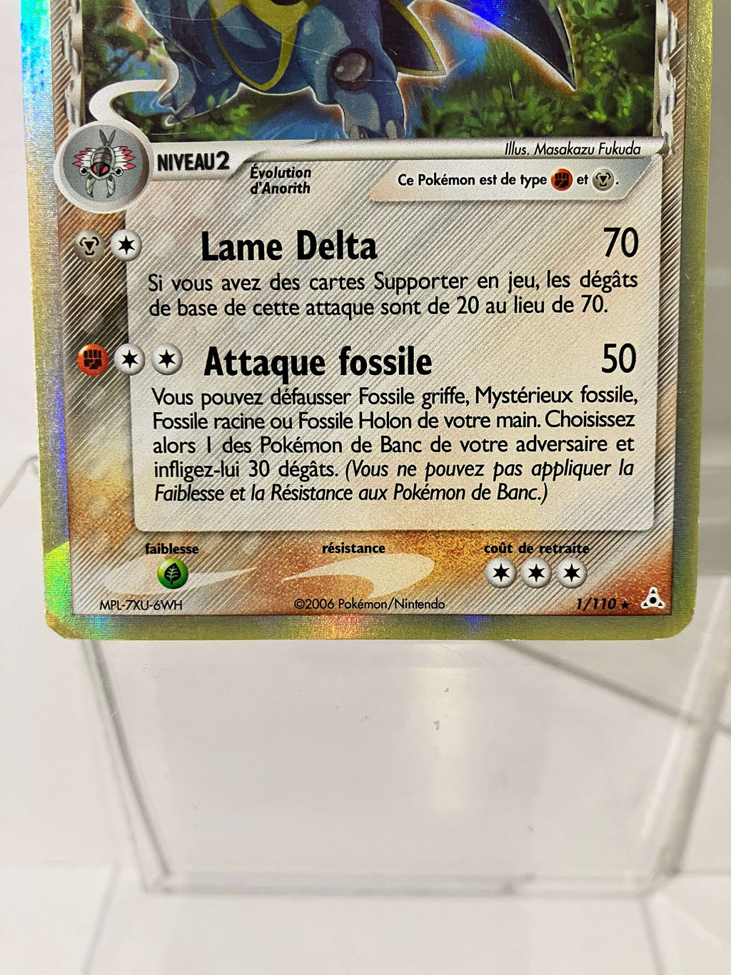 Carte Pokémon Armaldo Delta holographique française, édition EX Fantômes Holon, numéro 1/110.