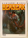 Couverture Berserk Tome 9, manga sombre de Kentaro Miura avec guerrier en armure et créature verte