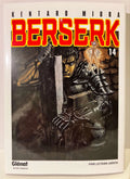 Couverture Berserk Tome 14, guerrier en armure avec épée, fée lumineuse, manga Glénat.