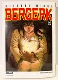 Couverture Berserk Tome 20, personnage féminin sombre tenant un oiseau lumineux, manga Glénat.