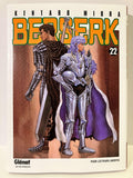 Couverture Berserk Tome 22, deux personnages en armure devant le logo Berserk, édition Glénat.