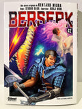 Couverture du manga Berserk tome 42, Guts en armure, créature fantastique et effets colorés.