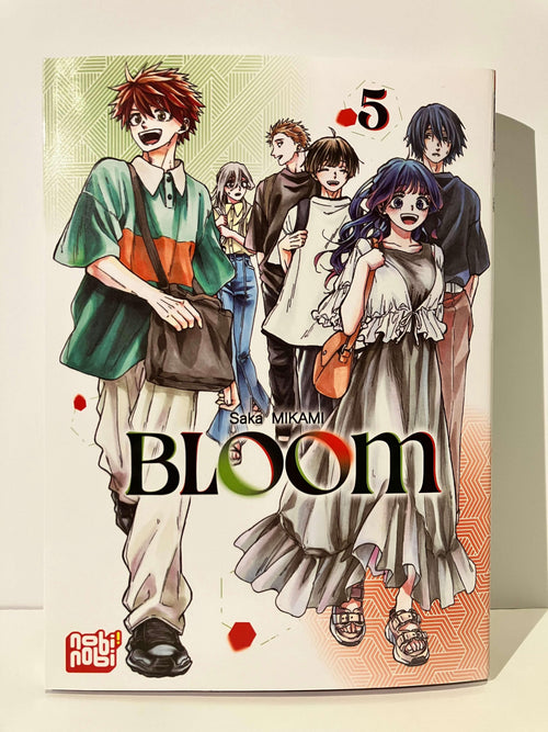 Couverture manga Bloom tome 5, groupe de jeunes personnages colorés, édition nobi nobi