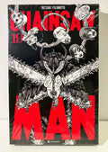 Couverture Chainsaw Man tome 19 édition collector, personnage à tronçonneuses et têtes stylisées