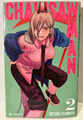 Couverture Chainsaw Man tome 2, personnage Power avec cornes et sourire, manga Tatsuki Fujimoto