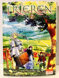 Couverture manga Frieren tome 7 avec trois personnages devant un village champêtre, Ki-oon shonen