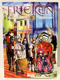 Couverture manga Frieren tome 3, personnages fantasy en vêtements colorés, fille aux cheveux roses sur un trône, édition Ki-oon Shonen.