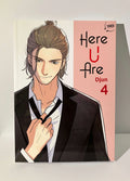 Couverture manga Here U Are Tome 4, illustration d’homme en costume, yaoi, Djun