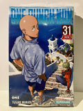 Couverture manga One Punch Man tome 31, Saitama en chemise d’été devant un paysage méditerranéen
