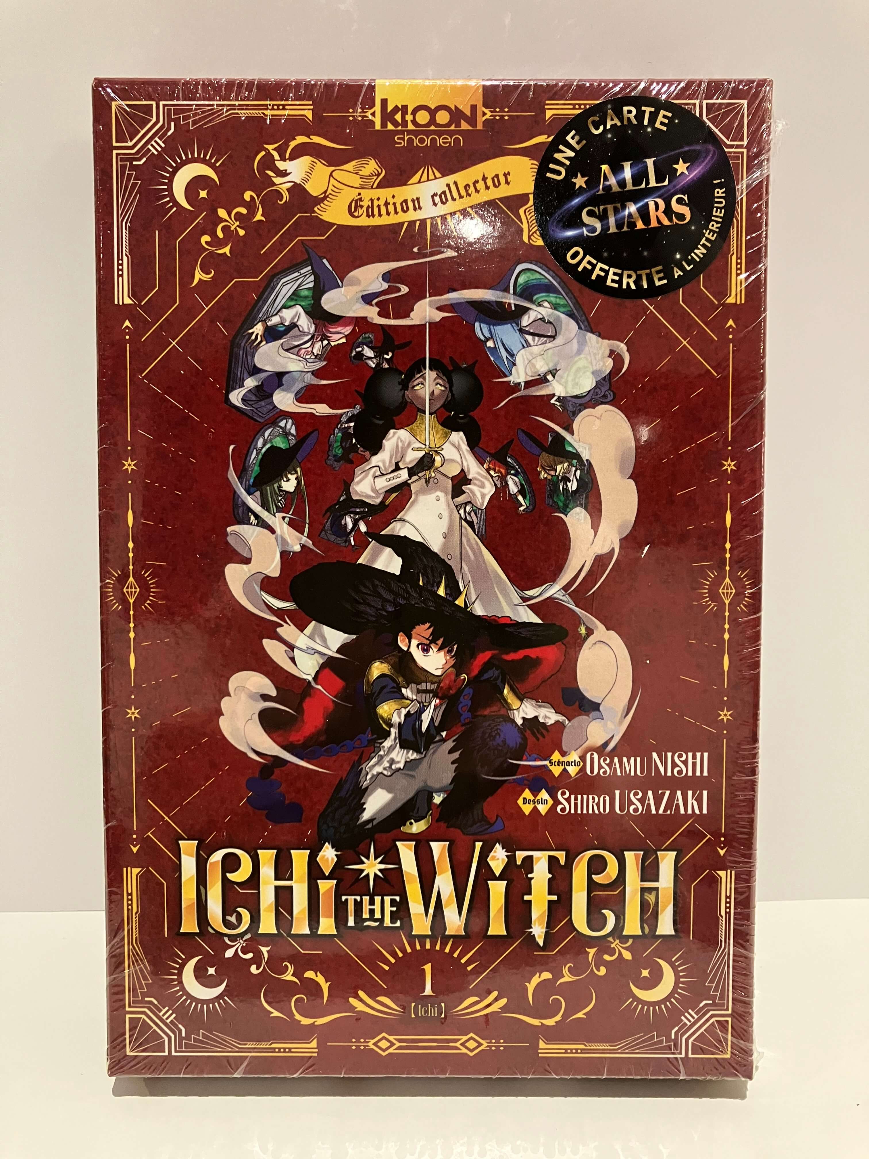 des sorciers entourent le sorcier et la sorcière avec le titre en lettres dorées