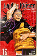 Couverture du manga Jujutsu Kaisen tome 16, personnage en armure dorée sur fond rouge.