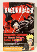 Couverture du manga Kagurabachi tome 1, style shonen, personnages avec katanas, fond rouge intense, recommandation Masashi Kishimoto Naruto, édition française.