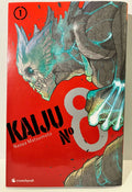 Couverture manga Kaiju No 8 tome 1 avec monstre imposant sur fond rouge, Naoya Matsumoto
