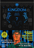 Couverture de Manga Kingdom Deluxe Edition Tome 7 : Le titre bleu sur fond noir