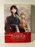 Couverture manga Le Poids du Silence tome 1 avec deux femmes, romance, décoration rouge