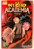 Couverture My Hero Academia tome 10, personnages principaux sur fond rouge, manga Ki-oon shonen