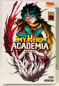 Couverture du manga My Hero Academia tome 35, Deku et un personnage aux cheveux blancs, édition Ki-oon.