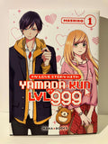 Couverture manga My Love Story with Yamada-Kun at LVL 999 Tome 1, deux personnages manga, fond coeurs, sac ourson.