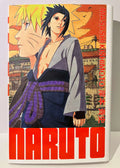 Couverture manga Naruto tome 19 avec Naruto, Sasuke, ciel orange et village en arrière-plan.