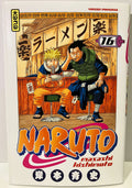 Couverture Naruto tome 16 français, Naruto et un homme mangent des ramen au restaurant.