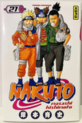 Couverture Naruto tome 21, trois personnages en tenue ninja, version française manga Kana.