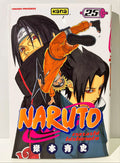 Couverture manga Naruto tome 25, personnages Naruto, Itachi et Sasuke, édition Kana.