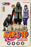 Couverture Naruto tome 34, quatre personnages et un grand chien, manga Masashi Kishimoto
