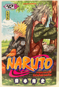 Couverture manga Naruto tome 42, Naruto et Jiraya assis sous la pluie, version française.