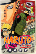 Couverture Naruto tome 46, personnages Naruto, Kakashi et Pain, décor de destruction, manga Kana.