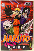 Couverture du manga Naruto tome 63, personnages en action, fond rouge, logo Kana, version française