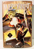 Couverture manga Nue's Exorcist tome 2, personnage féminin blond en tenue noire dynamique