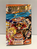 Couverture du manga One Piece tome 112 : plusieurs personnages souriants entourent Luffy au centre, dans une composition colorée et dynamique.