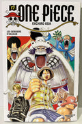 Couverture du manga One Piece tome 17, personnages principaux en tenues d'hiver, Luffy devant.