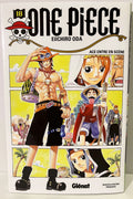 Couverture manga One Piece tome 18, personnages Ace, Luffy et Nami, édition Glénat.