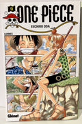Couverture manga One Piece tome 9, personnages Luffy, Nami, Zoro, Usopp, Sanji en couleur