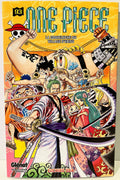 Couverture du manga One Piece tome 93, personnages principaux en action, fond jaune vif.