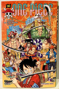 Couverture One Piece tome 96 manga, personnages principaux en action, fond carte au trésor.