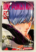 Couverture manga One Punch Man tome 24, personnage aux cheveux bleus et gants noirs, édition Kurokawa