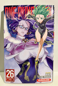 Couverture One Punch Man tome 26, deux héroïnes manga Kurokawa, fond bleu violet.