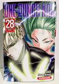 Couverture du manga One Punch Man tome 28 avec deux personnages aux cheveux clairs et verts, édition Kurokawa.