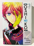 Couverture Oshi no Ko tome 3 manga, personnage aux cheveux multicolores, main jaune, Kurokawa