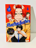 Couverture manga Phantom Busters Tome 2 avec quatre personnages colorés et fond rouge, Ki-oon shonen.