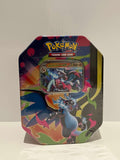 Pokébox Mega-Dracaufeu X-ex avec le méga dracaufeu X sur fond blue et rose