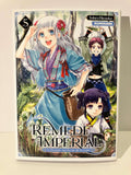 Couverture manga Remède Impérial tome 5, trois personnages en tenue traditionnelle dans une forêt
