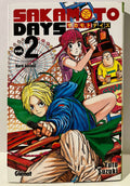 Couverture manga Sakamoto Days tome 2, personnages principaux, parc d'attractions en fond