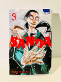 Couverture manga Sanda tome 3 Paru Itagaki, personnage au costume vert et visage expressif.