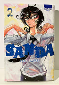 Couverture manga Sanda tome 2, personnage aux cheveux noirs en chemise blanche, édition Ki-oon.
