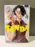 Couverture manga Sanda tome 4, personnage brun avec badge, édition Ki-oon seinen