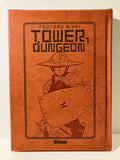 Couverture collector Tower Dungeon tome 1, guerrier en armure avec bouclier, édition Glénat.